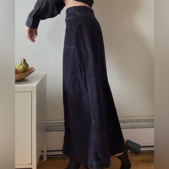 Vintage Jacob Annexe Navy Blue Corduroy Maxi Skirt (Size 5/6) - Picture 3 of 7